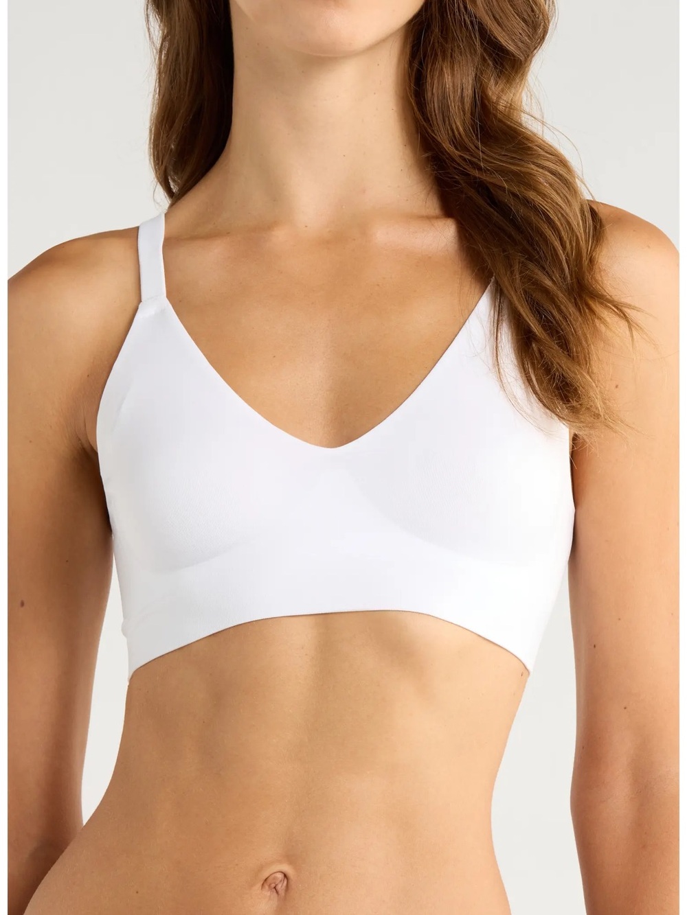 TRUE & CO. Soft Form V Neck Adjustable Strap Bra White XL NWT